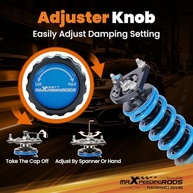 Coilover maXpeedingrods para Ford Mustang SN95 (94-04): Suspensão Ajustável 24 Níveis, Rebaixamento T6 Azul - imagem 3