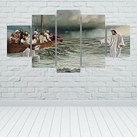 Mosaico MDF Jesus Andando Sobre as Águas 115x60cm - Quadro Decorativo Religioso para Sala - imagem 3