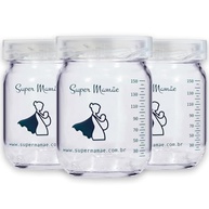 Pote de Vidro para Leite Materno 150ml Super Mamãe Original - 3 Unidades | Seguro, Livre de BPA e Ideal para Armazenamento - imagem 2