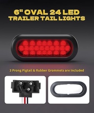 Luzes Traseiras LED Ovais 15cm Vermelhas 24 LEDs - Segurança e Estilo para seu Veículo (Certificado DOT) - imagem 3