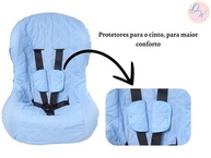 Capa Protetora 2 Peças Algodão Azul Bebê para Cadeirinha de Carro - Conforto e Segurança - imagem 3