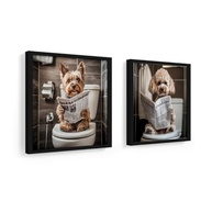Kit 2 Quadros 18x18 cm - Poodle e Yorkshire no Banheiro | Decoração Fofa e Original para Pets Lovers - imagem 4