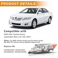 Conjunto de Farol para Toyota Camry 2010-2011 (Base, LE, SE) - Compatível com Veículos dos EUA - imagem 3
