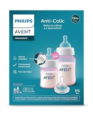 Philips Avent Kit Duplo Mamadeira Anticólica 125ml + 260ml Rosa - Conforto e Segurança para Bebês - imagem 2