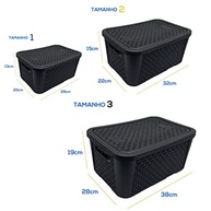 Kit 3 Caixas Organizadoras em Rattan Preto – Pequena, Média e Grande para Casa e Escritório - imagem 3