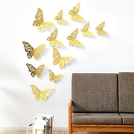 Borboletas Douradas 3D para Decoração - 12 Peças com 3 Estilos e Tamanhos - Ideal para Festas e Ambientes - imagem 1