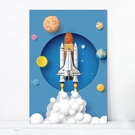 Placas Decorativas Astronauta no Espaço 20x30cm - Kit com 4 Unidades para Decoração Infantil Moderna - imagem 4