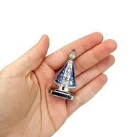 Miniatura Imagem Nossa Senhora Aparecida para Painel de Carro - Autocolante em Metal Prata 5cm - imagem 5