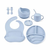 Kit de Alimentação para Bebê 8 Peças em Silicone Seguro com Ventosa e Babador - Ideal para Introdução Alimentar - imagem 2