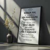 Quadro Decorativo Salmo 91 com Moldura - Versículo Bíblico de Fé e Proteção para Sua Casa - imagem 1