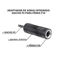 Adaptador P10 Fêmea para P2 Macho Mono Estéreo ONYK Premium: Conecte Seus Equipamentos com Qualidade! - imagem 3
