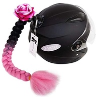 Trança de Rabo de Cavalo para Capacete com Ventosa e Laço Rosa - Estilo Único! - imagem 2