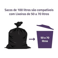 Saco de Lixo Super Resistente 100L - Pacote com 100 Unidades, Fundo Reforçado para Uso Doméstico - imagem 5