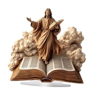 Estátua de Jesus em Acrílico Decorativo - Design Religioso com Bíblia para Sala e Quarto - imagem 2