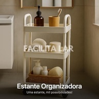 Carrinho Organizador Multiuso 3 Níveis com Rodízios - Branco Moderno para Cozinha, Banheiro e Home Office - imagem 5