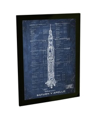 Quadro Decorativo BHARDO A2 Foguete Saturno V - Moldura Moderna para Ambientes Espaciais e Astronômicos - imagem 1
