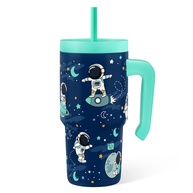 Copo Astronauta 590ml com Alça e Canudo - Aço Inox Isolado para Crianças - imagem 1