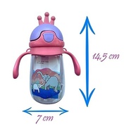 Garrafa com Alça Infantil 350ml Elefante - Canudo com Botão e Cordão para Pendurar - imagem 3