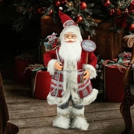 Papai Noel Decoração Natal - Boneco Noel 60cm com Placa Merry Christmas - Enfeite Luxuoso para Ambientes - imagem 3