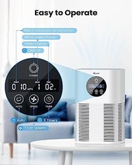 Purificadores de ar para casa grande sala de até 600 pés², purificadores de ar VEWIOR H13 True Hepa para animais de estimação, pelos, fumaça, pólen, 3 velocidades de ventilador, 6 temporizador - imagem 4