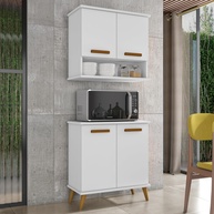 Kit de Cozinha Mavi – Balcão + Armário Aéreo Moderno para Ambientes Compactos (Branco) - imagem 1
