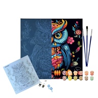 Pintura Numerada Arte e Terapia 30x30cm - Coruja | Kit Relaxante para Criatividade e Bem-Estar - imagem 1