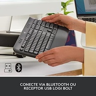 Teclado Sem Fio Logitech Signature K650 Com Apoio para as Mãos, Resistente a Derramamentos, Teclado Numérico, Conexão Bluetooth ou Receptor USB Logi Bolt - Grafite - imagem 4
