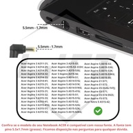 Fonte Carregador Para Notebook Acer Aspire 3 A315-51 A315-53 A315-56 19v 3,42A 65W Plug 5.5x1.7mm Pino Grosso Bivolt com Cabo de Força - imagem 3
