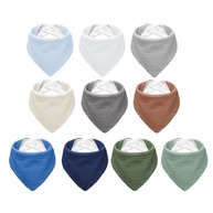 NISXABEBE Babadores de musselina, babadores bandana para bebês 100% algodão para bebês meninos e meninas, babador de cores sólidas para babar a dentição - imagem 2