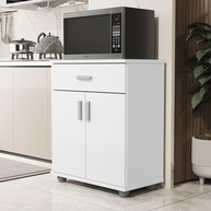 Aparador Bancada Estante Balcão para Cozinha com Base para Micro-ondas - Design Moderno e Multiuso Mell Branco - imagem 1