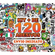 Kit com 120 Adesivos para Moto, Bike, Carro e Capacetes - Alta Resolução e Durabilidade - imagem 1