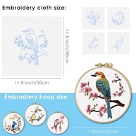 Kit de Bordado ERKOON para Iniciantes - 4 Padrões com Flores e Pássaros + Acessórios - imagem 4