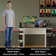 Mesa Gamer Madesa 9409 Branco - Design Moderno e Resistente para Seu Setup - imagem 3