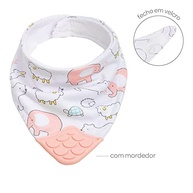 BUBA Bandana Com Mordedor Animais Rosa - Proteção e Estilo para Bebês - imagem 4