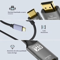 Kit Cabo USB-C para HDMI 8K 60Hz: Imagem Cinematográfica e Plug & Play para iPhone 15, MacBook e PC - imagem 5
