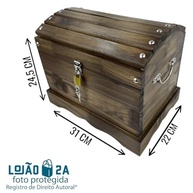 Baú de Madeira Maciça com Cadeado - Decoração Elegante e Funcional para Sala - imagem 3