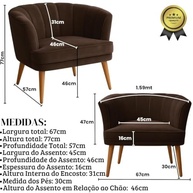 Poltrona Cadeira Decorativa Ergonômica para Sala de Espera e Recepção MOBLAN - Estilo Moderno e Conforto Duradouro (Marrom) - imagem 3