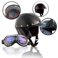 Capacete Coquinho Aberto Estilo Retrô com Óculos Integrado para Motos - imagem 3