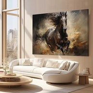 Quadro Decorativo para Quarto e Sala 100x70cm - Pintura de Cavalo em Canvas Premium - imagem 2