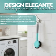 Escova de Limpeza Multiuso com Raspador - Cerdas Firmes para Rejunte, Cozinha, Banheiro e Pisos - Edmix (Cinza e Verde) - imagem 4