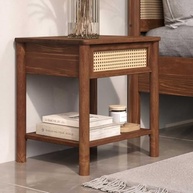 Mesa de Cabeceira em Palhinha Natural com Madeira Maciça - Design Artesanal para Quarto de Casal - imagem 4