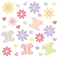 Adesivo de Parede Flores e Borboletas com Corações - Kit 56 Unidades para Decoração Infantil - imagem 2