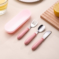 Conjunto de Talher Infantil com Estojo - Colher, Garfo e Faca Seguros para Bebês - imagem 2