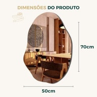 Espelho Orgânico Lapidado Vênus 70x50cm - Design Elegante com Suporte para Sala, Quarto e Banheiro - imagem 3