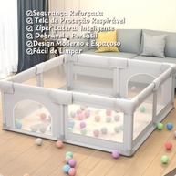 Cercadinho para Bebê Desmontável com Zíper e Tela de Proteção – Chiqueirinho Dobrável com Estrutura Reforçada, Portátil e Ideal para Casa e Viagem - imagem 5