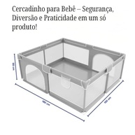Cercadinho para Bebê Desmontável com Zíper e Tela de Proteção – Chiqueirinho Dobrável com Estrutura Reforçada, Portátil e Ideal para Casa e Viagem - imagem 3