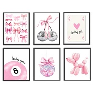 Pôsteres Estéticos Coquette para Quarto - Rosa Disco 8 Bolas, 6 Peças 20x25cm, Decoração Moderna para Adolescentes e Dormitórios - imagem 2