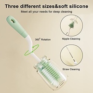 Conjunto de Escovas de Silicone 3 em 1 para Mamadeiras com Suporte Giratório 360° - imagem 5