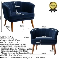 Poltrona Decorativa Azul Ergonômica para Sala de Espera | Estrutura Resistente em Madeira Maciça - imagem 3