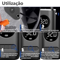Mini Compressor de Ar Portátil: Calibrador e Bomba de Pneu para Carro, Moto e Bike - imagem 3